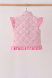 Pink corduroy bow embroidery ruffle vest - Aaria Tees Aaria Tees