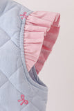 Blue corduroy bow embroidery ruffle vest - Aaria Tees Aaria Tees