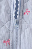 Blue corduroy bow embroidery ruffle vest - Aaria Tees Aaria Tees