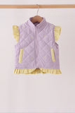 Purple corduroy bow embroidery ruffle vest - Aaria Tees Aaria Tees