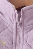 Purple corduroy bow embroidery ruffle vest - Aaria Tees Aaria Tees