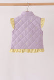 Purple corduroy bow embroidery ruffle vest - Aaria Tees Aaria Tees