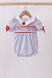 Blue Apple Smocked Plaid Bubble Aaria Tees