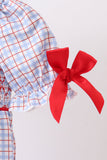 Blue Apple Smocked Plaid Bubble Aaria Tees