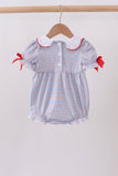 Blue Apple Smocked Plaid Bubble Aaria Tees
