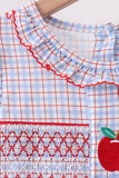 Blue Apple Embroidered Plaid Ruffle Shorts Set - Aaria Tees Aaria Tees