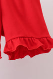 Blue Apple Embroidered Plaid Ruffle Shorts Set - Aaria Tees Aaria Tees