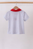 Blue Apple Embroidered Plaid Shorts Set Aaria Tees