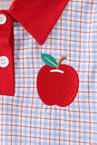 Blue Apple Embroidered Plaid Shorts Set Aaria Tees