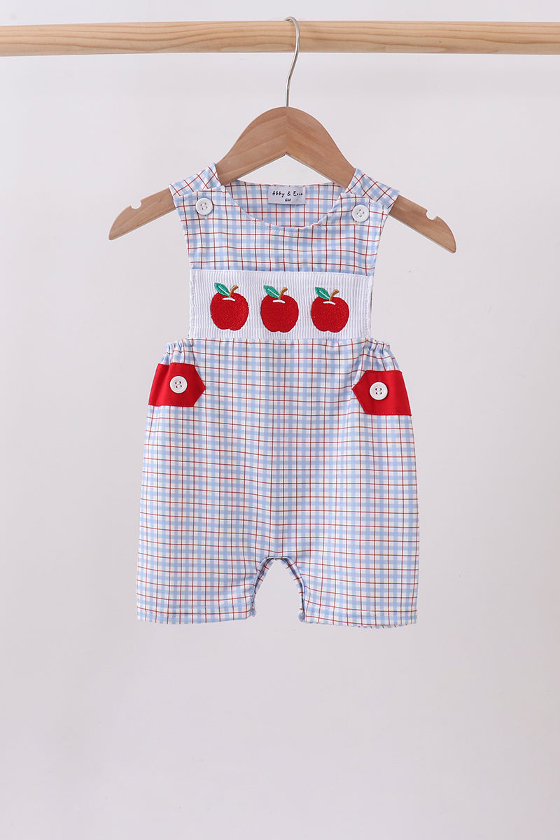 Blue Apple Embroidered Plaid Jon Jon - Aaria Tees
