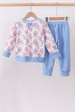 Blue floral jogger set Aaria Tees