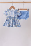 Blue Floral Print Bloomer Set - Aaria Tees Aaria Tees