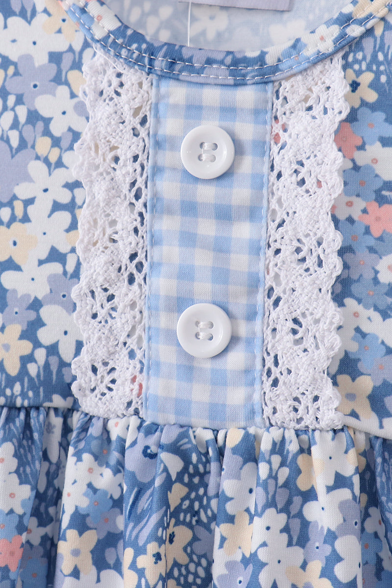 Blue Floral Print Bloomer Set - Aaria Tees Aaria Tees
