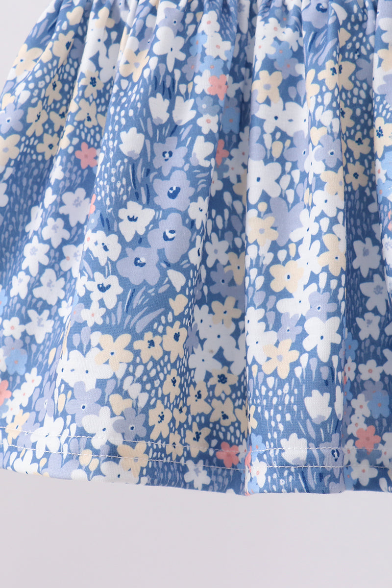 Blue Floral Print Bloomer Set - Aaria Tees Aaria Tees