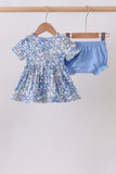 Blue Floral Print Bloomer Set - Aaria Tees Aaria Tees