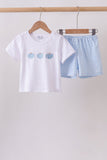 Blue Pumpkin Embroidered Gingham Shorts Set - Aaria Tees Aaria Tees