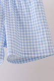 Blue Pumpkin Embroidered Gingham Shorts Set - Aaria Tees Aaria Tees