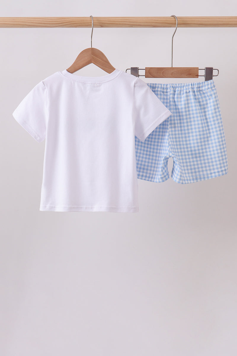 Blue Pumpkin Embroidered Gingham Shorts Set - Aaria Tees Aaria Tees