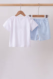 Blue Pumpkin Embroidered Gingham Shorts Set - Aaria Tees Aaria Tees
