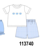 Blue Pumpkin Embroidered Gingham Shorts Set Aaria Tees