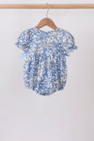 Blue Floral Print Bubble Aaria Tees