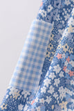 Blue Floral Print Dress Aaria Tees