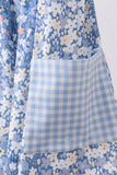 Blue Floral Print Dress Aaria Tees