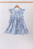 Blue Floral Print Dress Aaria Tees