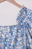 Blue Floral Print Mom Dress - Aaria Tees Aaria Tees