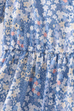 Blue Floral Print Mom Dress - Aaria Tees Aaria Tees