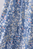 Blue Floral Print Mom Dress - Aaria Tees Aaria Tees