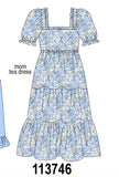 Blue Floral Print Mom Dress Aaria Tees