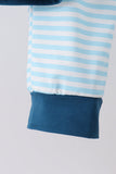 Teal Apple Embroidered Stripe Pants Set - Aaria Tees Aaria Tees