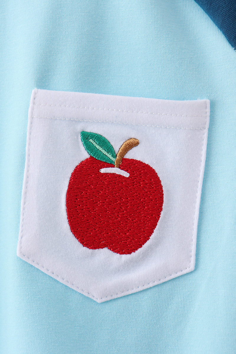 Teal Apple Embroidered Top - Aaria Tees Aaria Tees