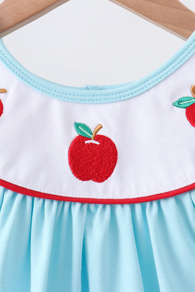 Blue Apple Embroidered Dress - Aaria Tees Aaria Tees