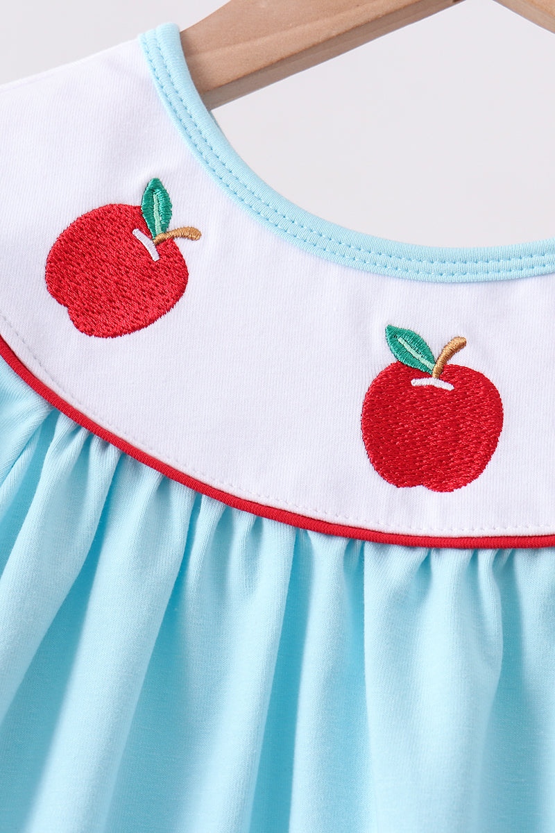 Blue Apple Embroidered Pants Set - Aaria Tees Aaria Tees