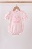 Pink Jack-O-Lantern  Applique Bow Bubble Aaria Tees