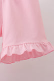 Pink Jack-O-Lantern  Applique Ruffle Shorts Set Aaria Tees