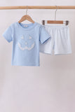 Blue Jack-O-Lantern  Applique Shorts Set Aaria Tees