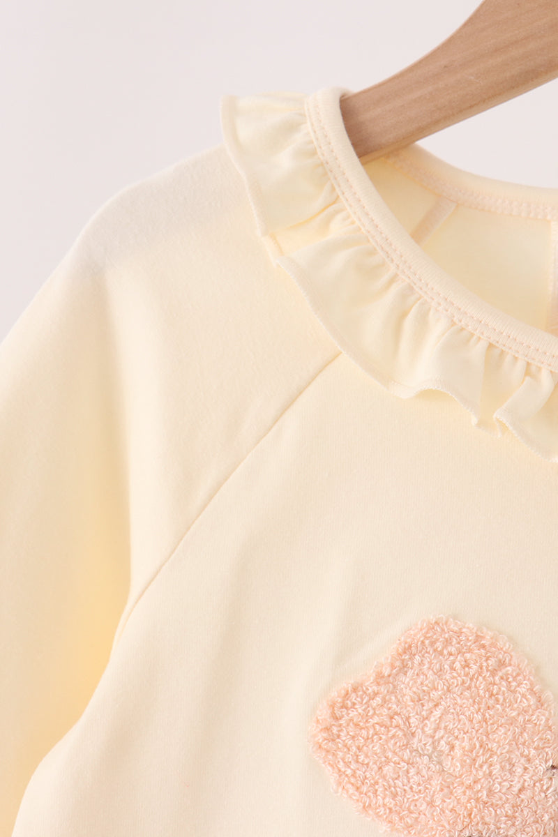 Cream Football French Knot Ruffle Dress - Aaria Tees Aaria Tees