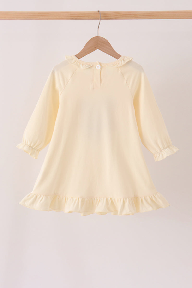 Cream Football French Knot Ruffle Dress - Aaria Tees Aaria Tees