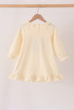 Cream Football French Knot Ruffle Dress - Aaria Tees Aaria Tees