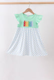 Mint Crayon Applique Dot Dress Aaria Tees