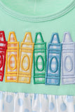 Mint Crayon Applique Dot Dress Aaria Tees