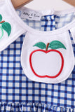Navy Apple Embroidered Gingham Bloomer Set - Aaria Tees Aaria Tees
