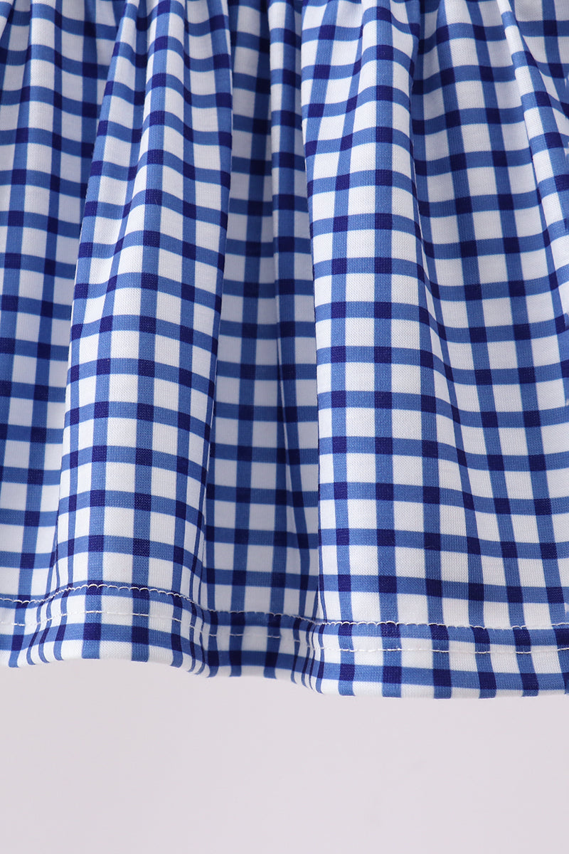 Navy Apple Embroidered Gingham Bloomer Set - Aaria Tees Aaria Tees