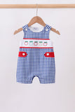 Navy Apple Embroidered Gingham Jon Jon Aaria Tees