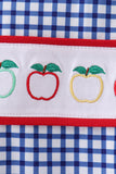 Navy Apple Embroidered Gingham Jon Jon Aaria Tees
