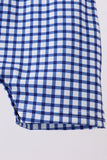 Navy Apple Embroidered Gingham Jon Jon - Aaria Tees Aaria Tees