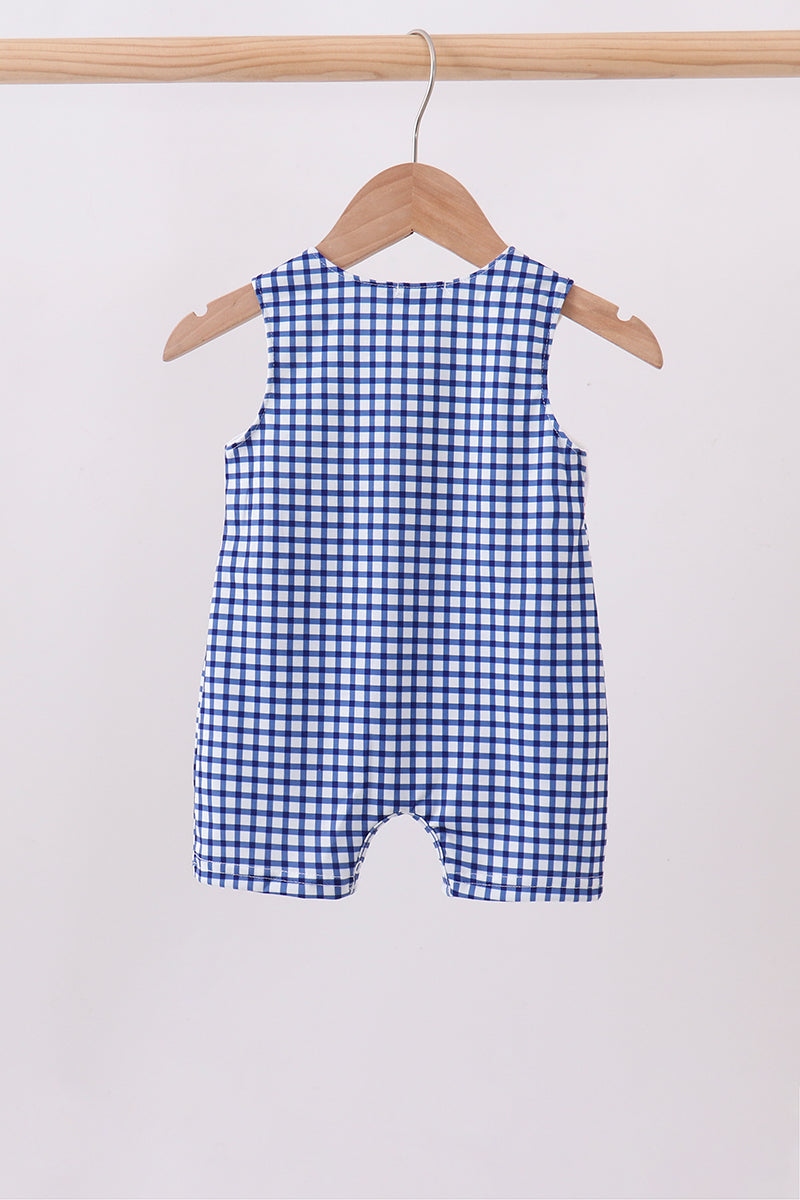 Navy Apple Embroidered Gingham Jon Jon - Aaria Tees Aaria Tees